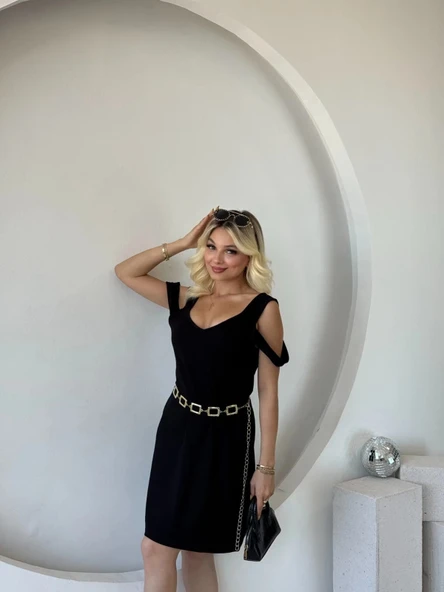 MDB Kadın Askılı oğuk Omuz Detaylı odal Elbise ürün görseli 1