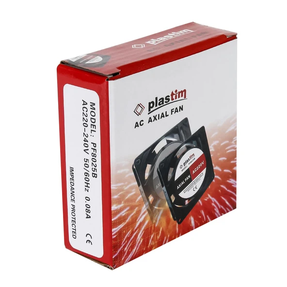 Plastim 80x80x25mm 220V AC Bilezikli Aksiyel Fan - PF8025B - Resim 4