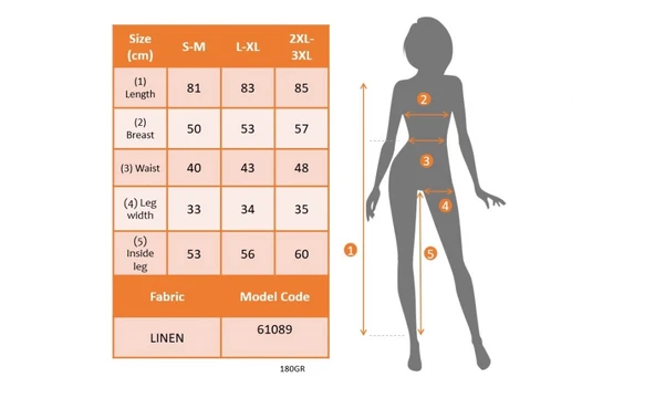 MDB Kadın Kısa Kollu V Yakalı Beli Kuşaklı Keten Tulum - Resim 7
