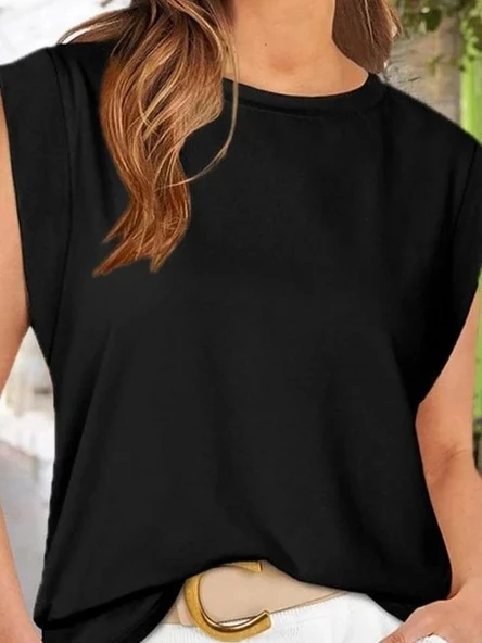 MDB Kadın Kısa Kollu Bisiklet Yaka Viskon Bluz - Resim 2