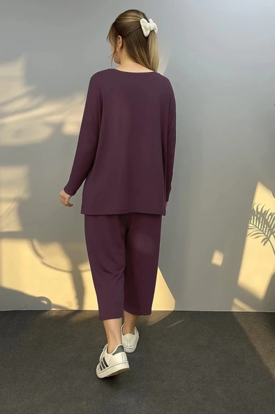 MDB Kadın Uzun Kollu Arma Detaylı Iki Iplik Viskon Ikili Takım - Resim 2