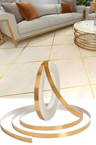 50 Metre Fayans Arası Şerit Dekoratif Yapışkan Su Geçirmez Sızdırmaz Altın Bant Kaplama 2 Adet - 6