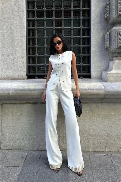 MDB Paulo Gold Düğmeli Yelek Pantolon Takım 9976 ürün görseli 1