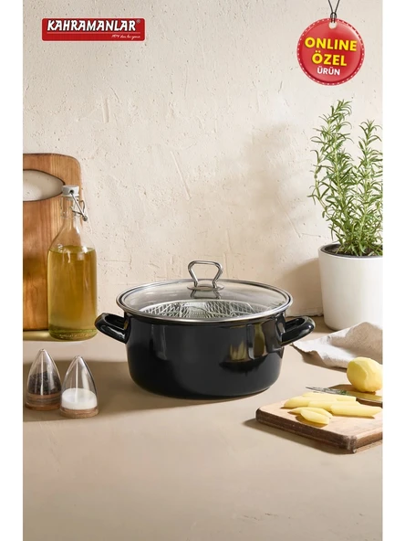 Kahramanlar Cips Chef 22 Cm Emaye Kızartma Tenceresi - Resim 2