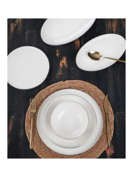 Acar XTL5541 Silver Detaylı Beyaz Porselen Yemek Takımı 27 Parça - 3