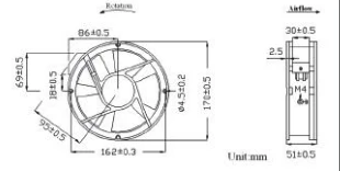 Plastim 172x163x51mm 220v AC Rulmanlı Aksiyel Fan - PF17260R - Resim 5