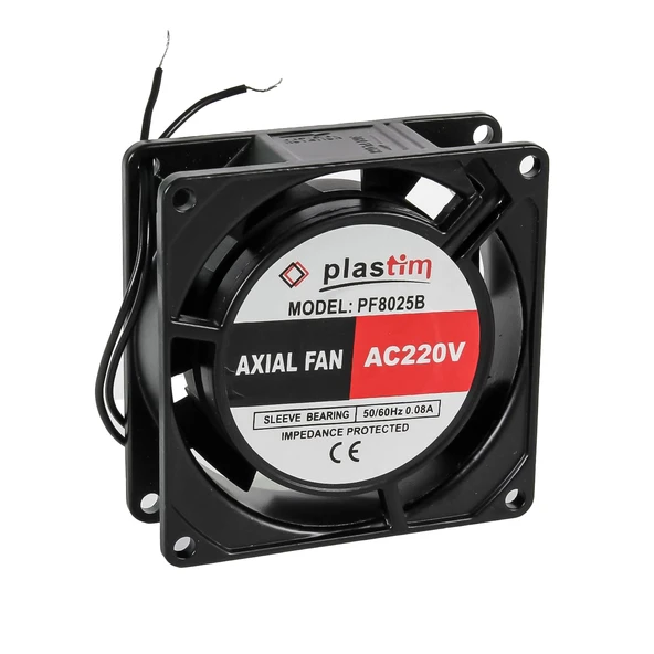 Plastim 80x80x25mm 220V AC Bilezikli Aksiyel Fan - PF8025B ürün görseli