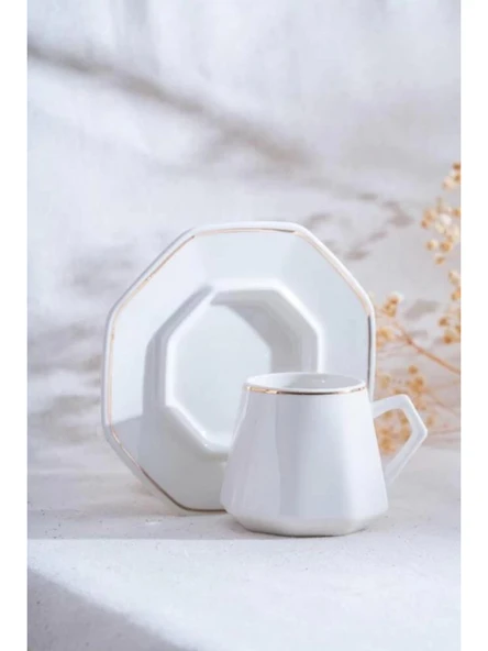 Acar YKG6613 Gold Detaylı Beyaz Porselen Kahve Seti 6'lı ürün görseli 1