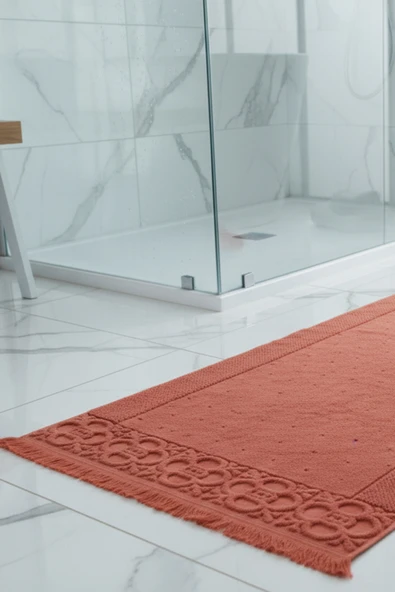 Fesun Kiremit Ayak Havlusu - 60x130Cm, 690Gr, %100 Pamuk, Spa Ve Otel Banyo Paspası, Günlük Kullanıma Uygun - 2