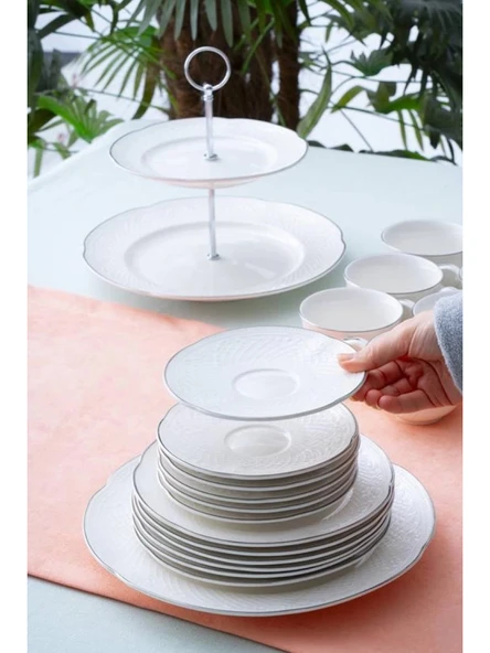 Acar PORWM6191 Silver Detaylı Beyaz Brunch Seti 20 Parça ürün görseli