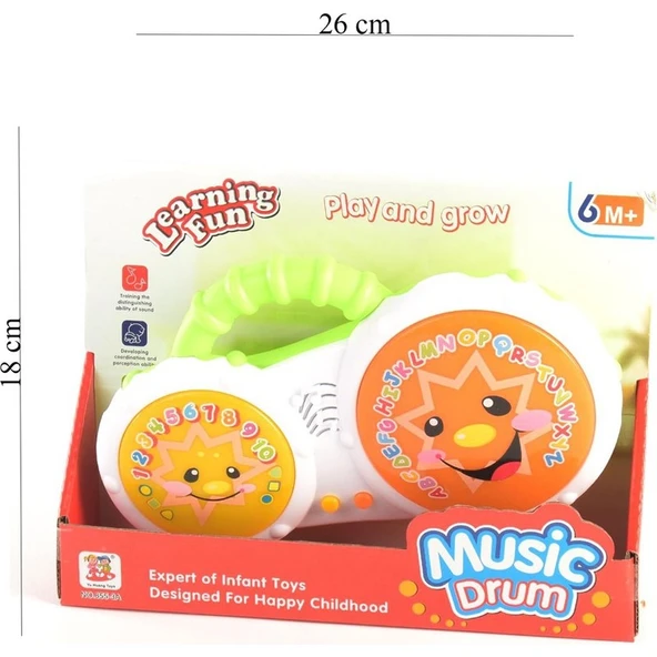 Can-Em Oyuncak Kutulu Pilli Sesli Işıklı Davul