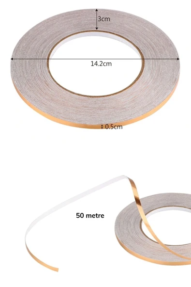 50 Metre Fayans Arası Şerit Dekoratif Yapışkan Su Geçirmez Sızdırmaz Altın Bant Kaplama 2 Adet - 2