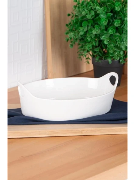 Acar SCT5396 Bianco Perla Kulplu Oval Kase 26 cm ürün görseli 1