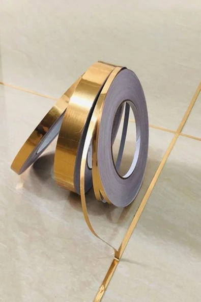 50 Metre Fayans Arası Şerit Dekoratif Yapışkan Su Geçirmez Sızdırmaz Altın Bant Kaplama 2 Adet - 7