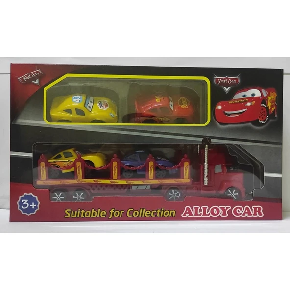 Mcqueen Oyuncak Şimşek Mcqueen Mack Tır ve Arkadaşları 4 Araçlı Oyuncak Taşıyıcı Tır