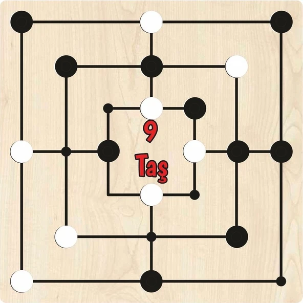 Kiri Ahşap 9 Taş Oyunu, Zeka ve Strateji Oyunu ürün görseli 1