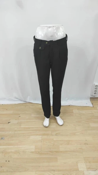 MDB Erkek Belden Düğmeli Cepli Dokuma Pantolon - Resim 4