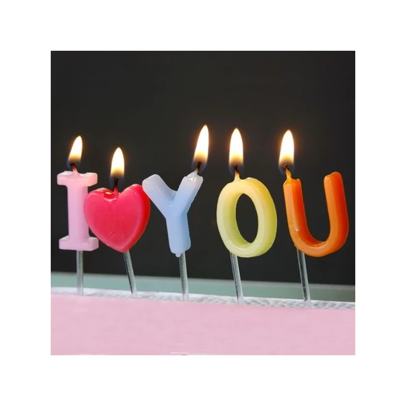 Happy Candle 5'li I love You Kalp Mum Seti mm02 - 3