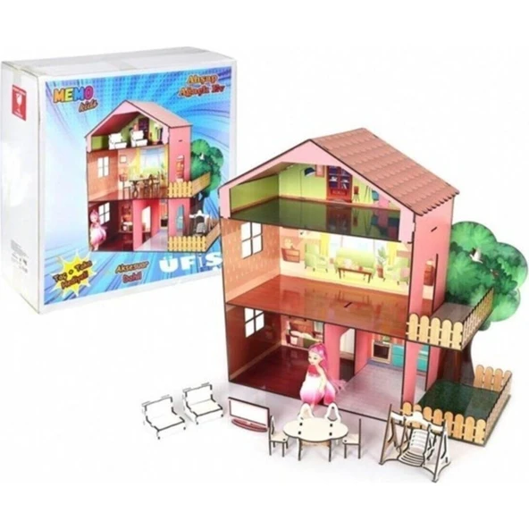 Memo Ahşap Ağaçlı Bebek Evi - Resim 4