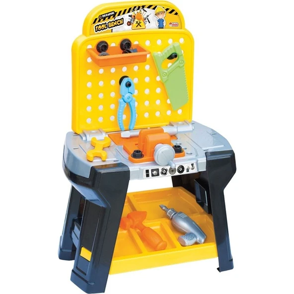 Dede Tezgahlı 33 Parça İnşaat Temalı Teknik Tamir Seti – 5-7 Yaş Erkek Çocuklar İçin, Turuncu, CE Belgeli ürün görseli 1