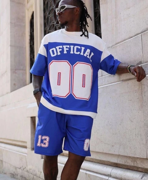 MDB Dijital 00 Baskılı Şortlu Takım  avi - Resim 3