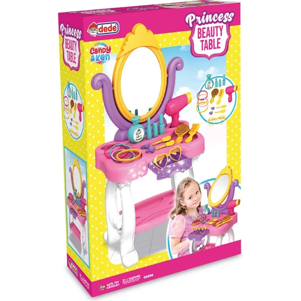 Dede Candy & Ken Prenses Güzellik Masası Renkli Aksesuarlarla 15 Parça Çocuklar İçin - 6