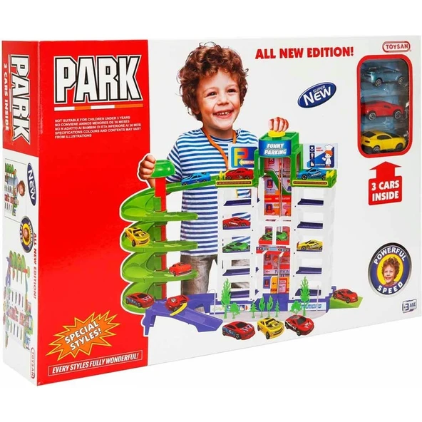 Toysan Oyuncak Asansörlü Garaj Seti Toy-41, 3'lü Arabalı Garaj Seti - Resim 2