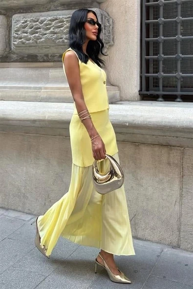 MDB Yelekli Ve Pilise Etekli Triko Takım 10001 - Resim 5