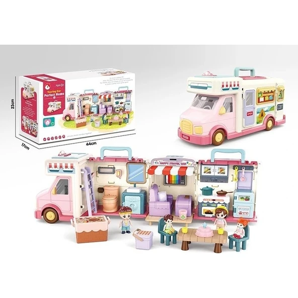 Vardem Sesli Aksesuarlı Açılıp-Katlanabilir Karavan Ev 3+ Yaş İçin Eğlenceli Oyun Seti