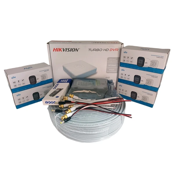 Hikvision 5'li Güvenlik Kamerası Seti, Mikrofonlu, Uzaktan İzleme, Olay Anında Bildirim ürün görseli