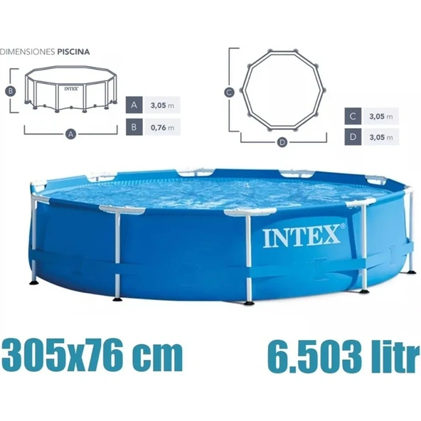 Xtoys Intex 282001 Prefabrik Aile Havuzu 305X76CM 220V Temizleme Filtreli - 3