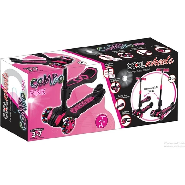 Furkan Cool Wheels Combo Oturaklı Scooter Pembe FR59564 - 3