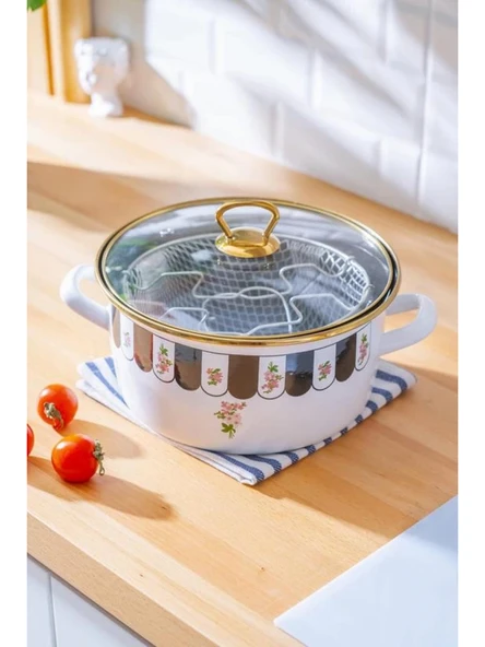 Acar XAP7783 Çiçek Desenli Emaye Kızartma Tenceresi 22 cm ürün görseli