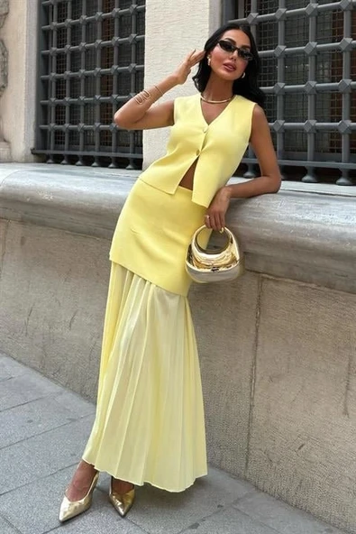 MDB Yelekli Ve Pilise Etekli Triko Takım 10001 - Resim 8