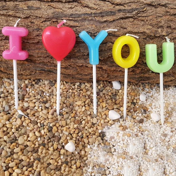 Happy Candle 5'li I love You Kalp Mum Seti mm02