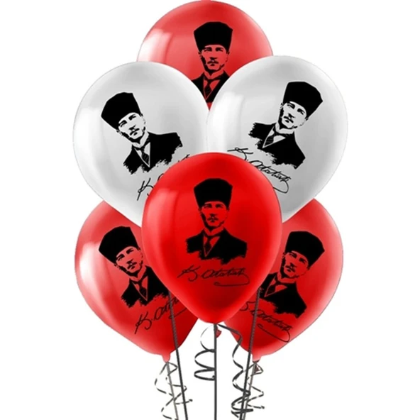 Partijet Atatürk Baskılı Lateks Balon 10'lu