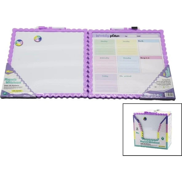 moon Orta Manyetik Yazı Tahtası Çift Taraflı Renkli Çerçeve 29X29CM ürün görseli 1