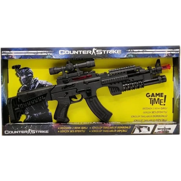 Erdem Oyuncak Pilli Işıklı Sesli Oyuncak Tüfek Kutulu Siyah Counter Strike ER-109 - 2