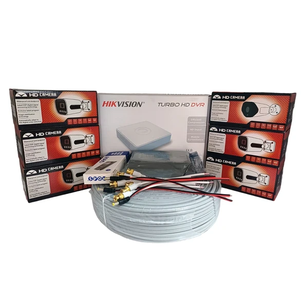 Hikvision 6’lı Full HD Güvenlik Kamerası Seti Renkli Gece Görüşlü, Olay Anında Bildirim ürün görseli