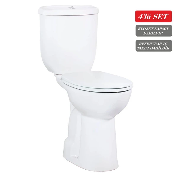 Creavit Bedensel Engelli Alttan Çıkışlı Klozet + Rezervuar + İç Takım + Çınar Yavaş Kapanan Kapak 4 'lü Set - 1
