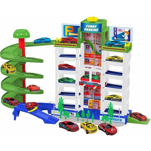 Toysan Oyuncak Asansörlü Garaj Seti Toy-41, 3'lü Arabalı Garaj Seti ürün görseli 1