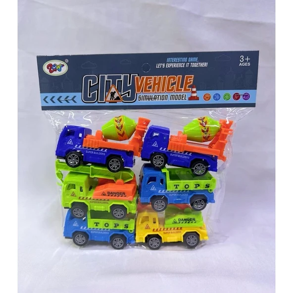 Pasifik Toys Pasifik Oyuncak Poşette 6lı Iş Makinaları Çek-Bırak