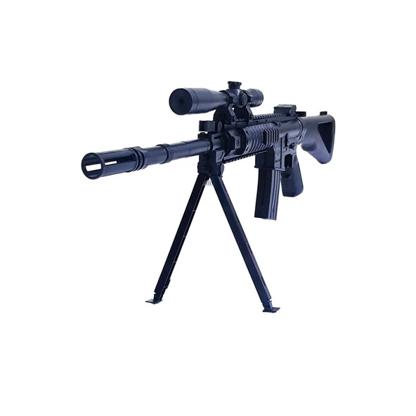 Prestij Lazerli Keskin Nişancı Oyuncak Tüfek Gerçek Görünümlü Ayaklı Dipçikli Şarjörlü Boncuk Atan Sniper Tabanca