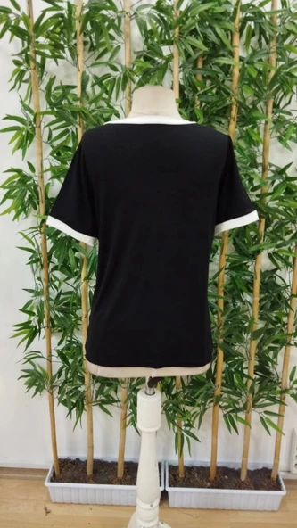 MDB Kadın Kısa Kollu V Yakalı Viskon Bluz - Resim 8