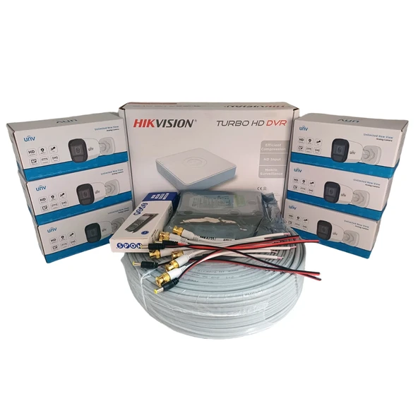 Hikvision 6'lı Güvenlik Kamerası Seti, Mikrofonlu, Uzaktan İzleme, Olay Anında Bildirim ürün görseli