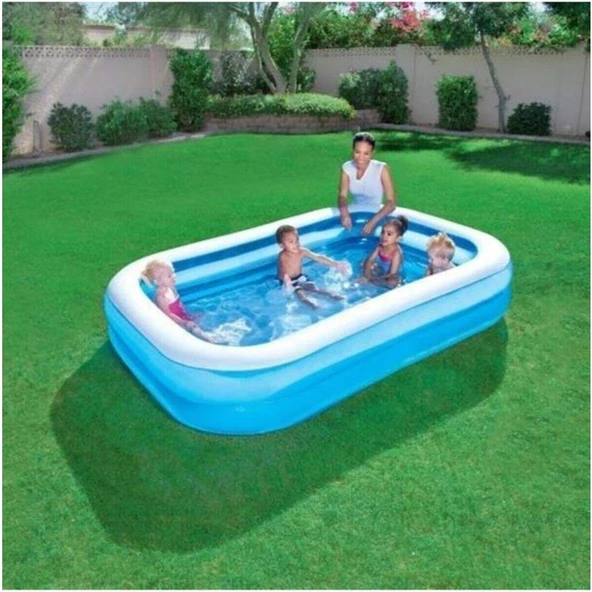 Bestway Jumbo Aile Boy Dikdörtgen Şişme Havuz 211 x 132 x 46 cm Dayanıklı Vinil Malzeme - 2