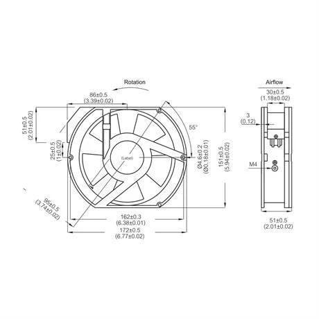 Plastim 172x150x50mm 220V AC Rulmanlı Aksiyel Fan - PF17250R - Resim 5