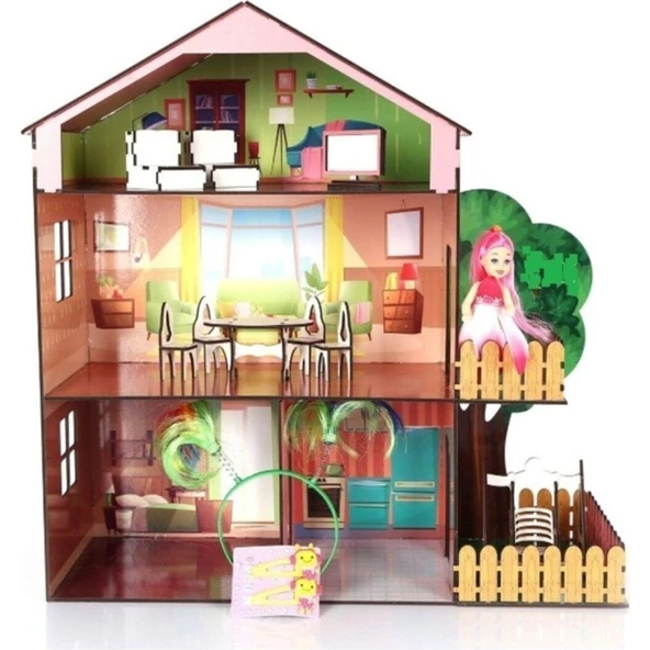 Memo Ahşap Ağaçlı Bebek Evi - Resim 2