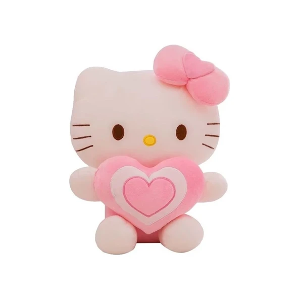 Hello Kitty Peluş Kalpli 30CM Tokalı Sevimli Hello Kitty Kedi