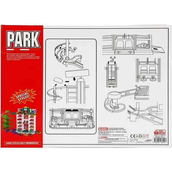 Toysan Oyuncak Asansörlü Garaj Seti Toy-41, 3'lü Arabalı Garaj Seti - Resim 4